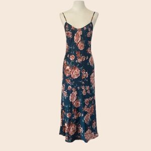 Intimately Free People Easy To Love Slip Dress Teal Floral Size Extra Small